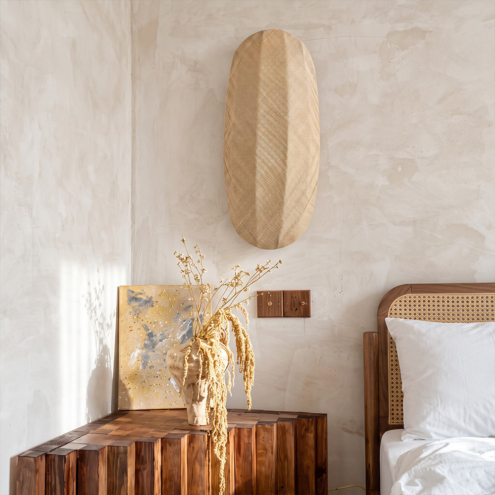 Wabi-Sabi Style Fabric Wall Lamp Japanese Retro Bedside Sconce