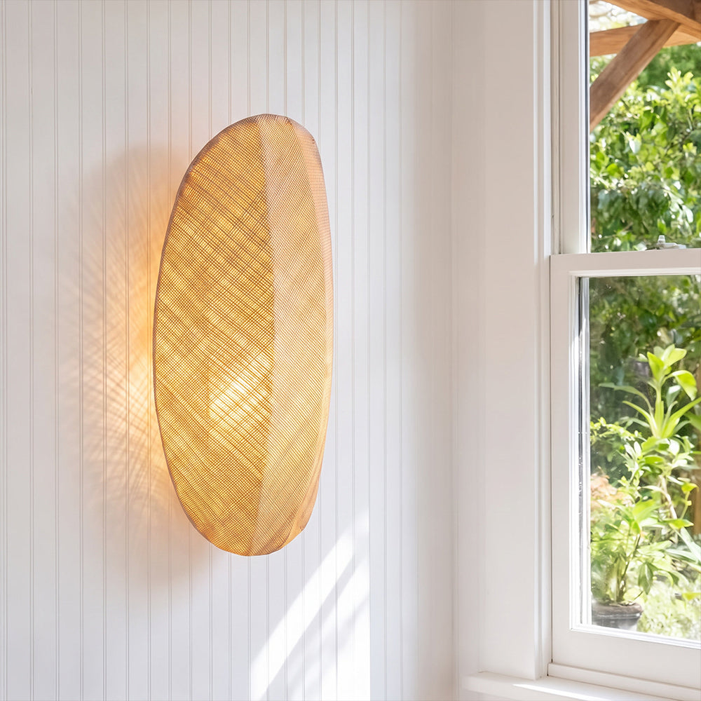 Wabi-Sabi Style Fabric Wall Lamp Japanese Retro Bedside Sconce