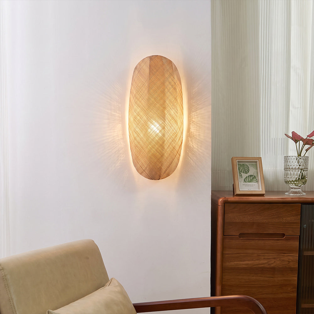 Wabi-Sabi Style Fabric Wall Lamp Japanese Retro Bedside Sconce