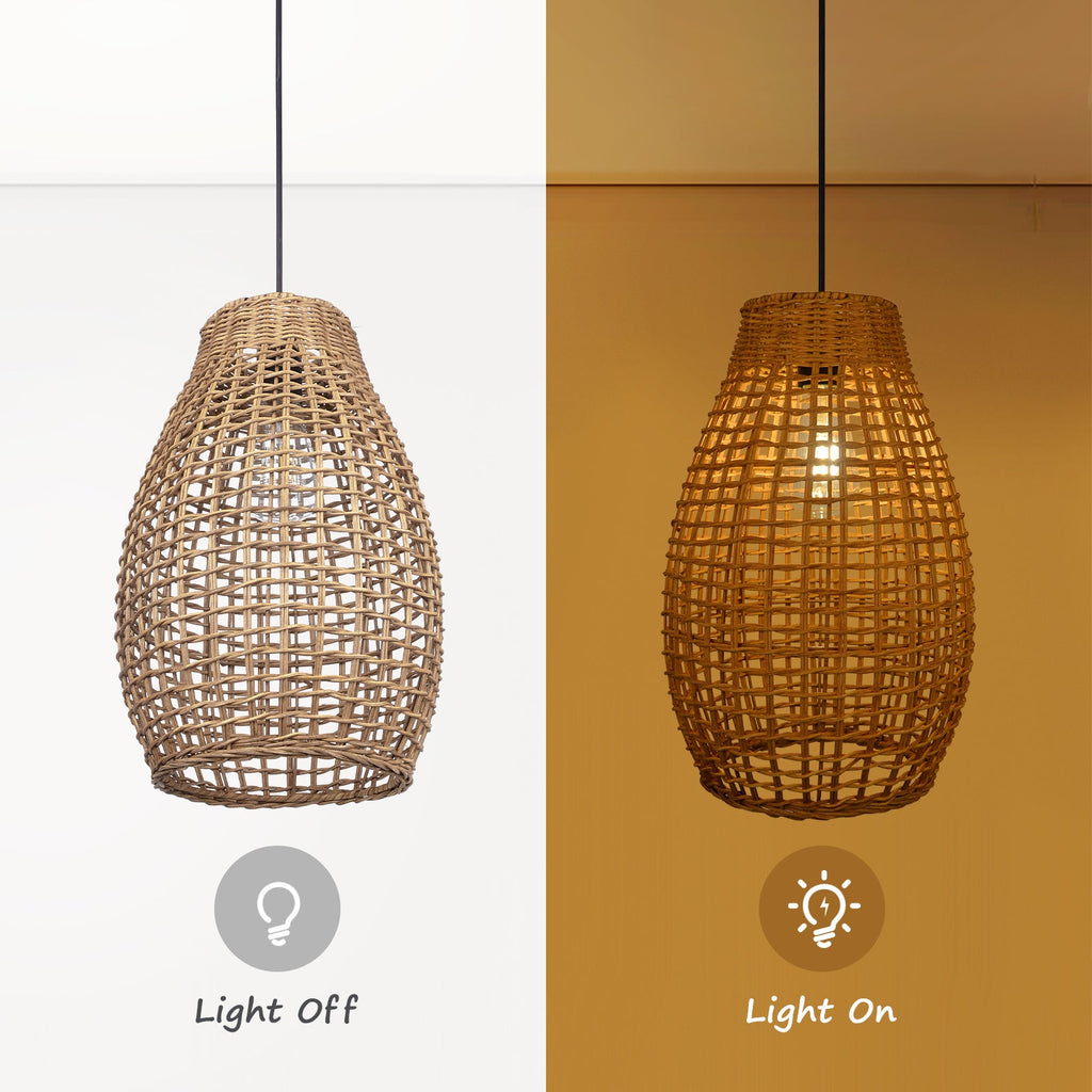Rattan Teardrop Pendant Light Japandi Boho Weave Chandelier