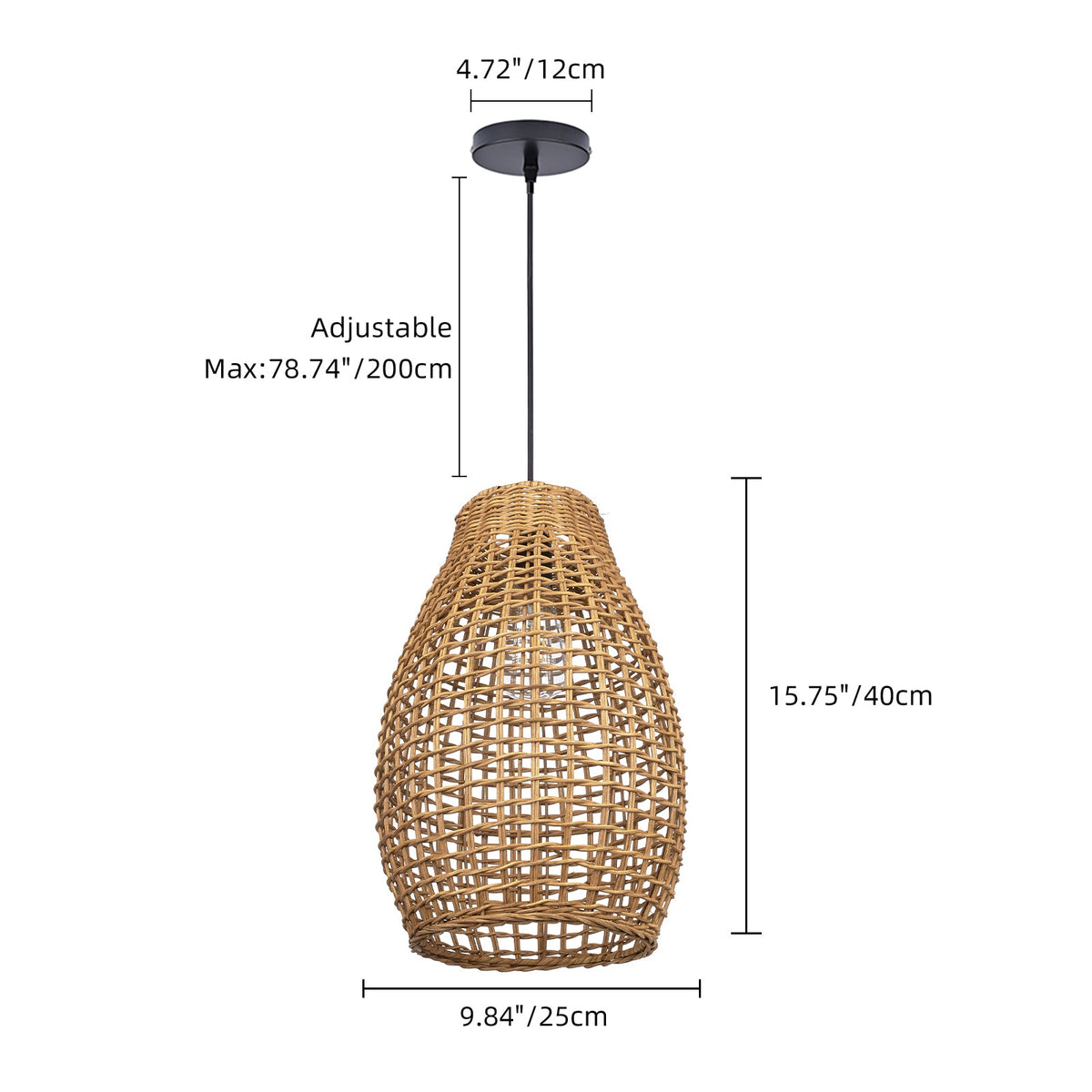 Rattan Teardrop Pendant Light Japandi Boho Weave Chandelier