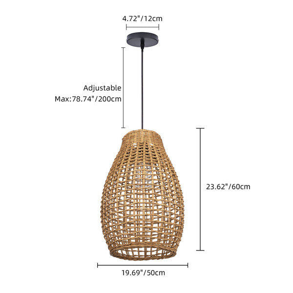Rattan Teardrop Pendant Light Japandi Boho Weave Chandelier