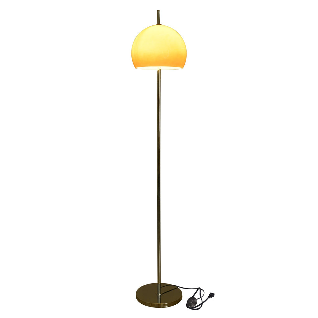 Mid-Century Mushroom Floor Lamp Amber Glass Standing Light