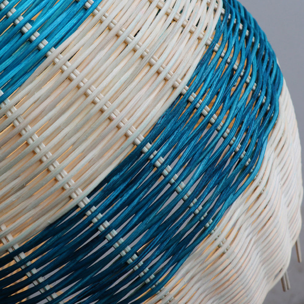 Southeast Asian Blue Rattan Pendant Light Kitchen Island Chandelier