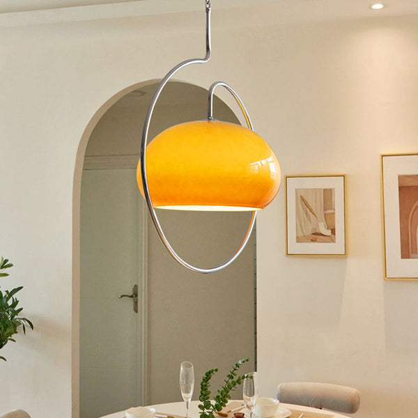 Modern Yellow Metal Pendant Light Minimalist Kitchen Island Lamp