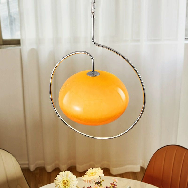 Modern Yellow Metal Pendant Light Minimalist Kitchen Island Lamp