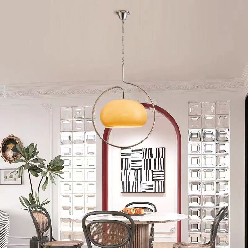 Modern Yellow Metal Pendant Light Minimalist Kitchen Island Lamp