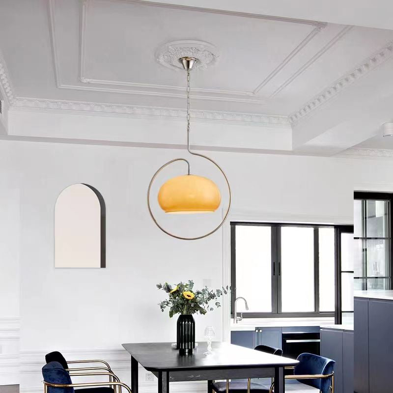 Modern Yellow Metal Pendant Light Minimalist Kitchen Island Lamp