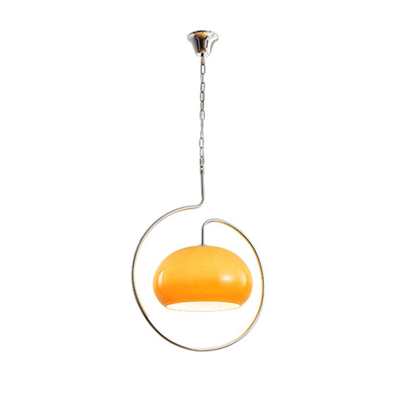 Modern Yellow Metal Pendant Light Minimalist Kitchen Island Lamp