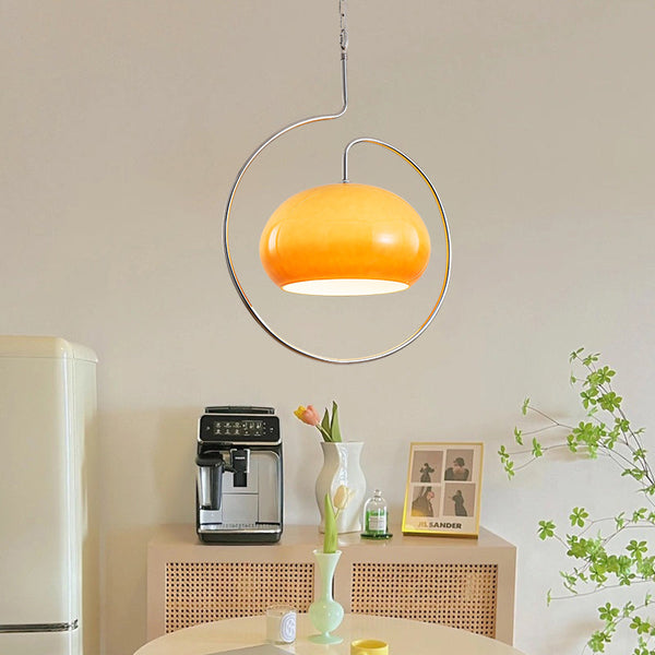 Modern Yellow Metal Pendant Light Minimalist Kitchen Island Lamp
