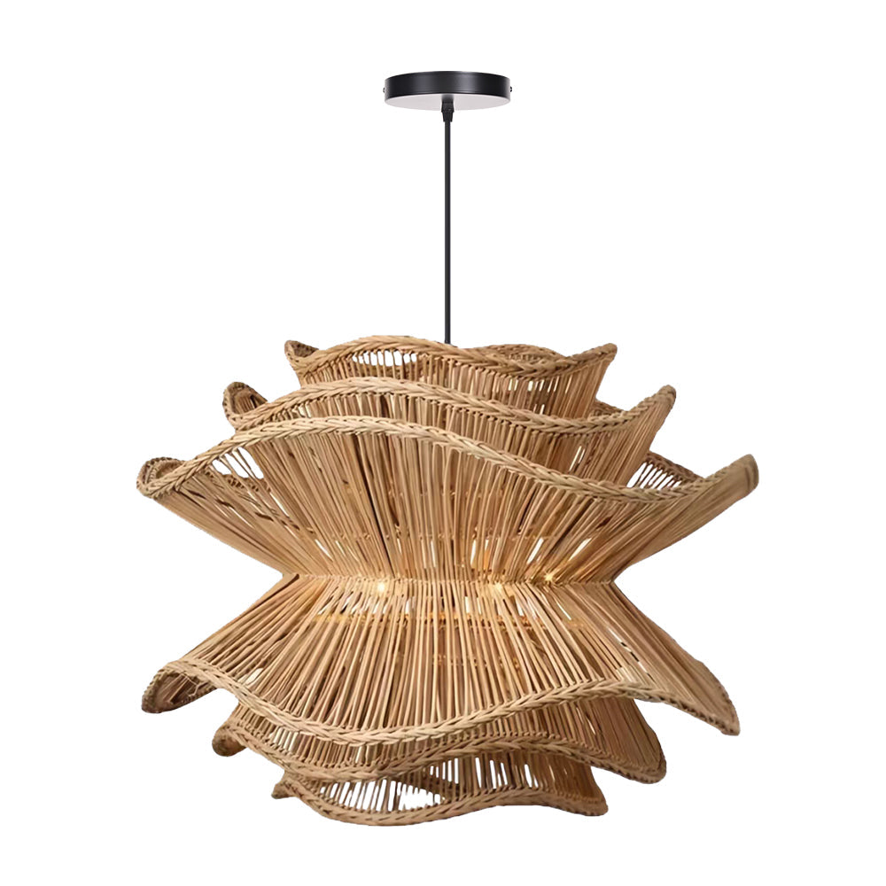 Flower Rattan Pendant Light Wicker Lampshade Chandelier