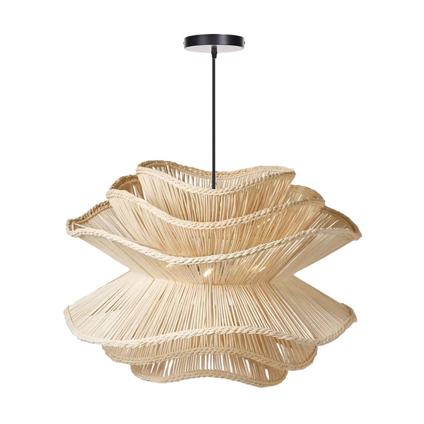 Flower Rattan Pendant Light Wicker Lampshade Chandelier