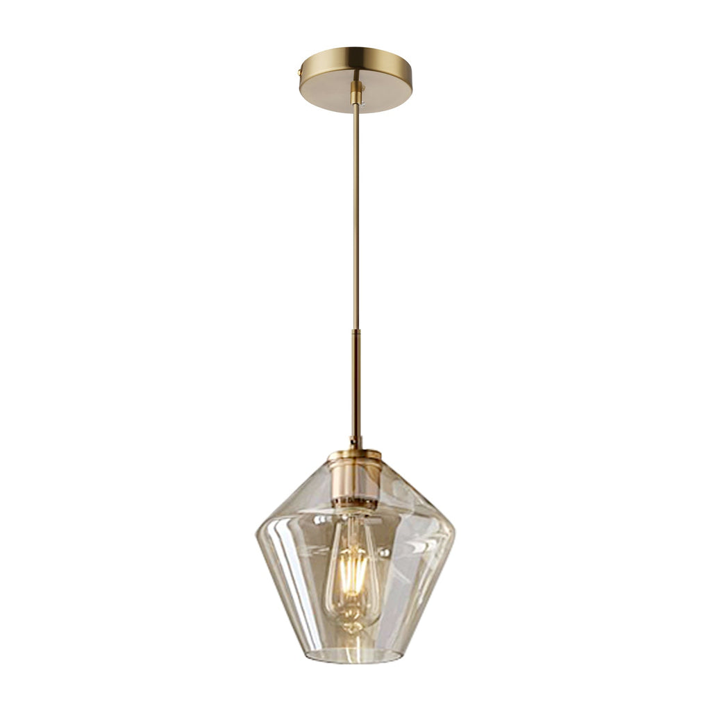Modern Trapezoid Clear Glass Pendant Light Kitchen Island Lamp