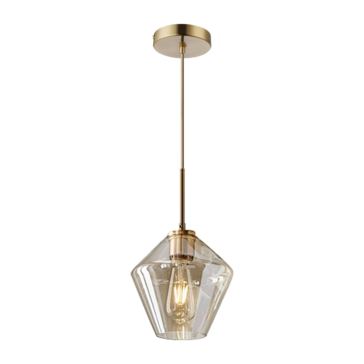 Modern Trapezoid Clear Glass Pendant Light Kitchen Island Lamp