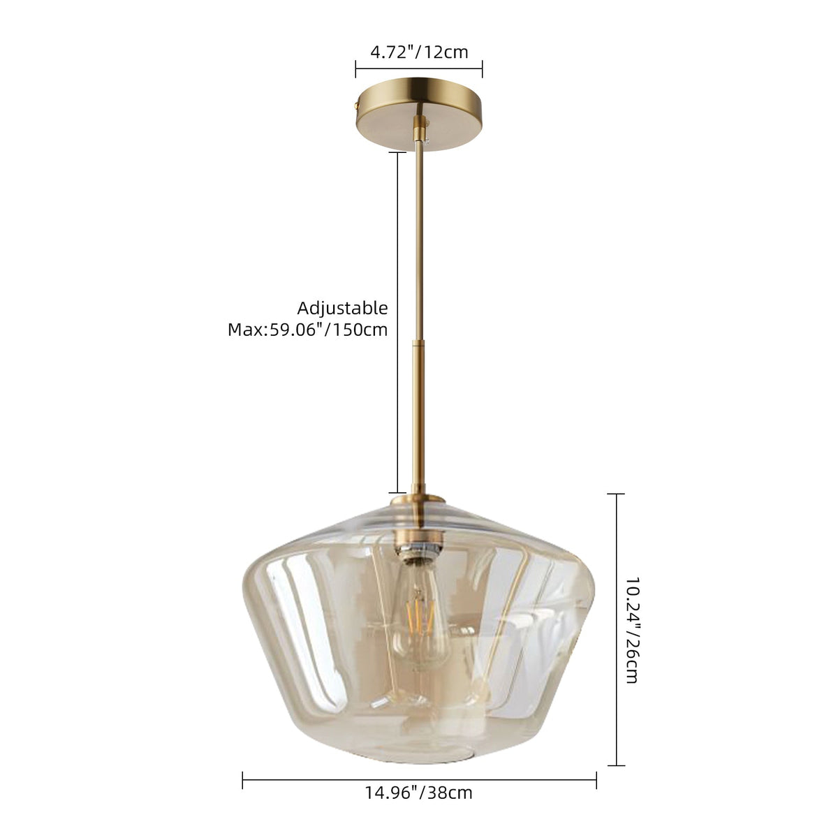 Modern Trapezoid Clear Glass Pendant Light Kitchen Island Lamp