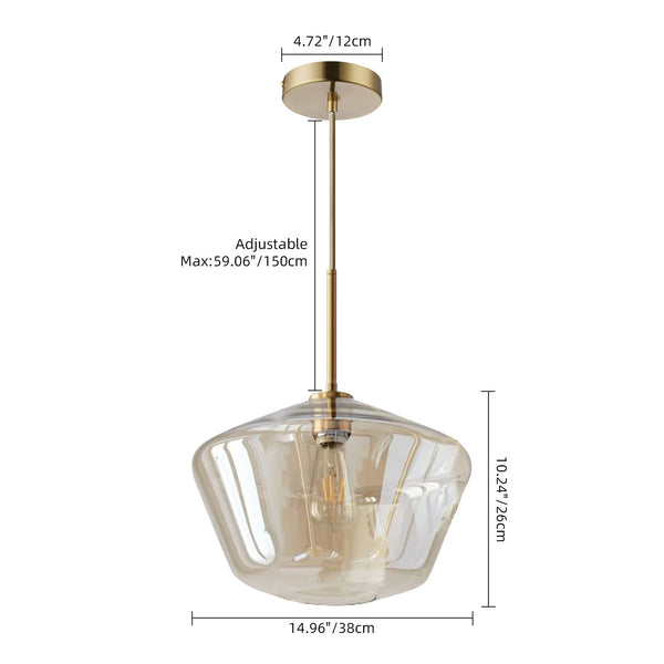 Modern Trapezoid Clear Glass Pendant Light Kitchen Island Lamp