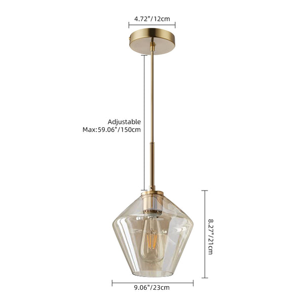 Modern Trapezoid Clear Glass Pendant Light Kitchen Island Lamp