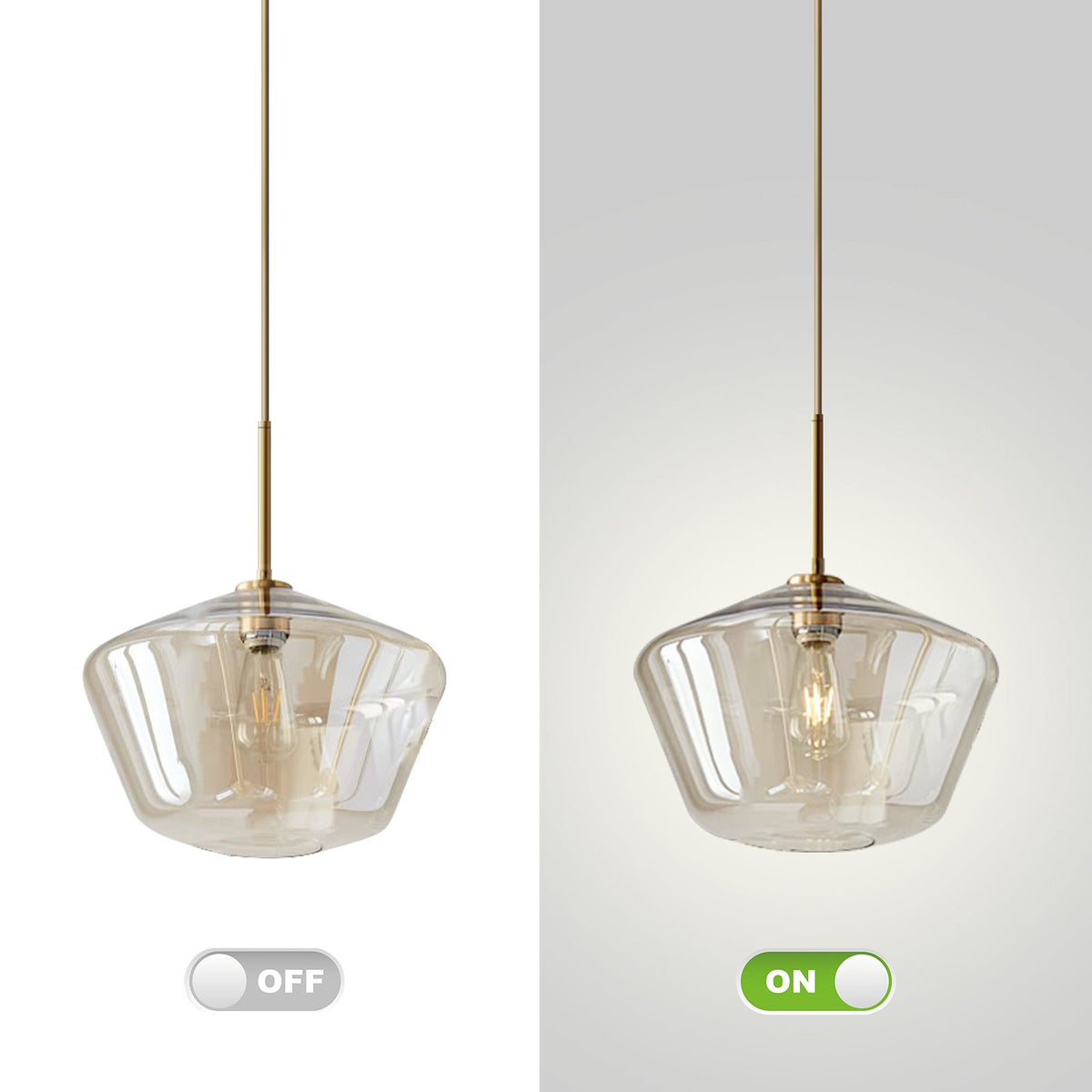 Modern Trapezoid Clear Glass Pendant Light Kitchen Island Lamp