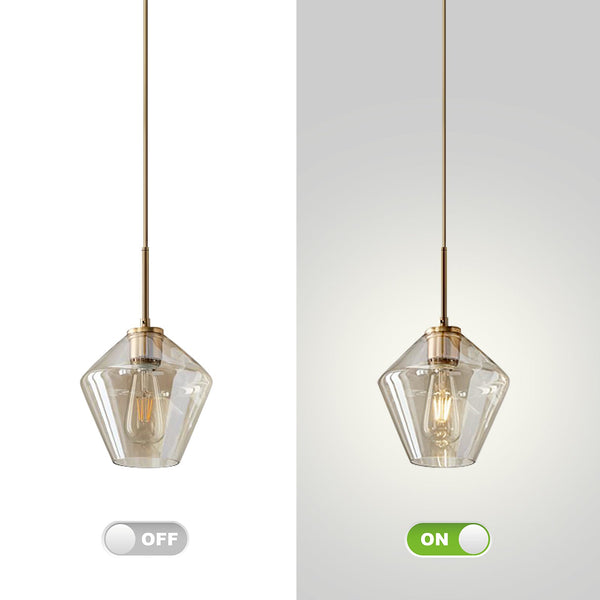 Modern Trapezoid Clear Glass Pendant Light Kitchen Island Lamp