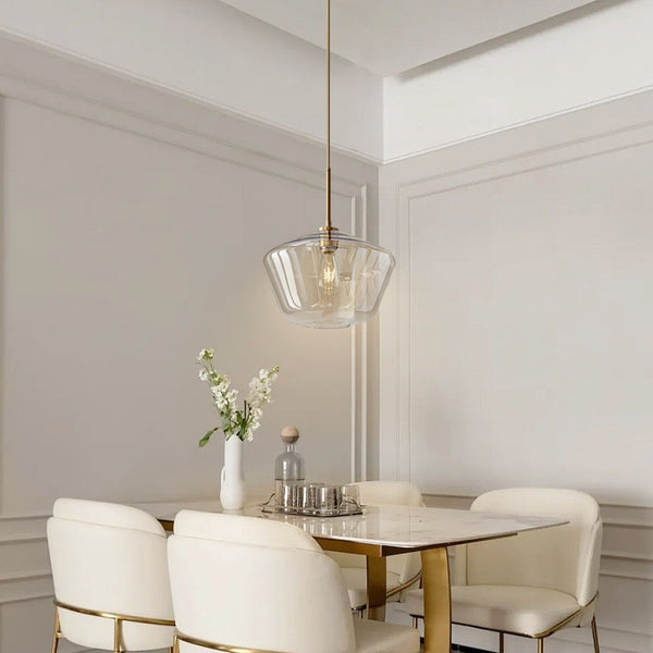 Modern Trapezoid Clear Glass Pendant Light Kitchen Island Lamp