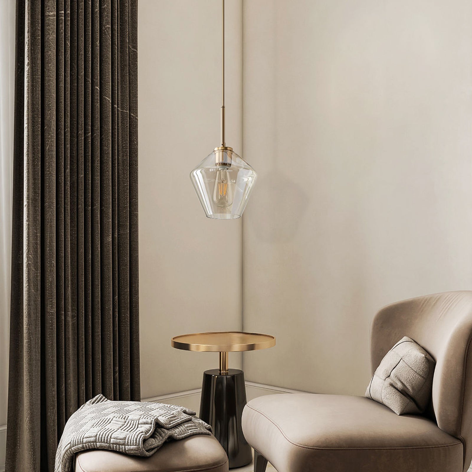Modern Trapezoid Clear Glass Pendant Light Kitchen Island Lamp Secondary image