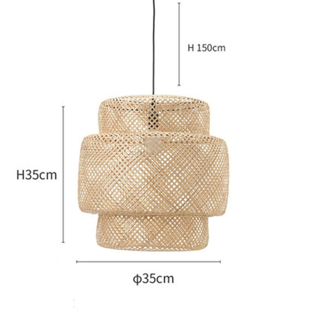 Creative Bamboo Pendant Light Woven Wicker Lampshade Chandelier