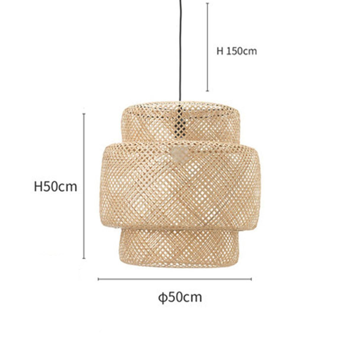 Creative Bamboo Pendant Light Woven Wicker Lampshade Chandelier