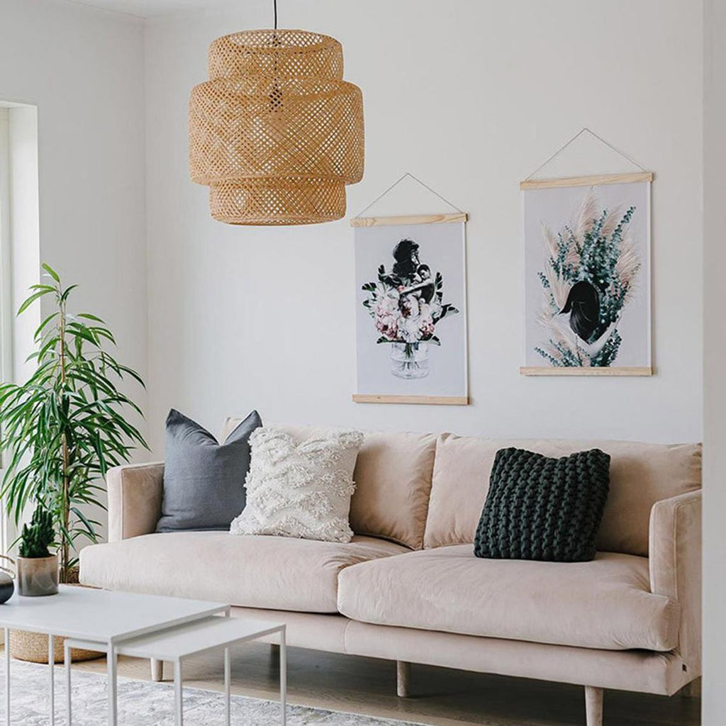 Creative Bamboo Pendant Light Woven Wicker Lampshade Chandelier