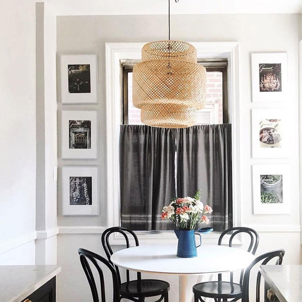 Creative Bamboo Pendant Light Woven Wicker Lampshade Chandelier