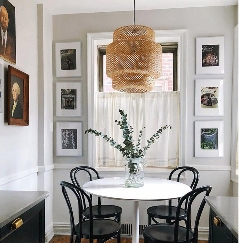 Creative Bamboo Pendant Light Woven Wicker Lampshade Chandelier