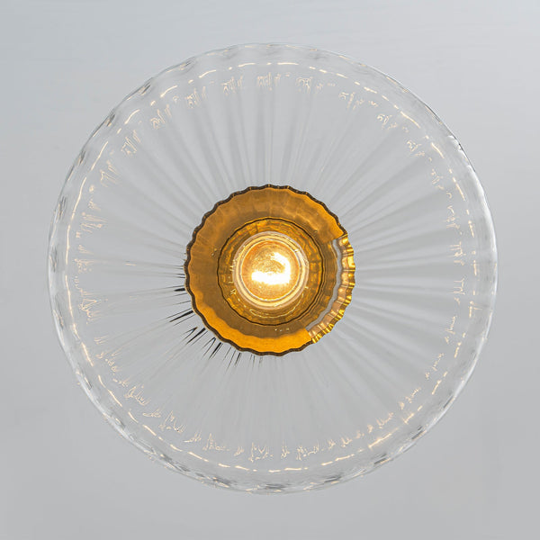 Vintage Amber Ribbed Glass Flush Mount Art Deco Ceiling Light