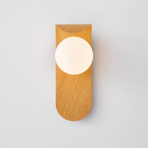 Mid-Century Walnut Glass Globe Wall Sconce Retro Bedside Wall Light