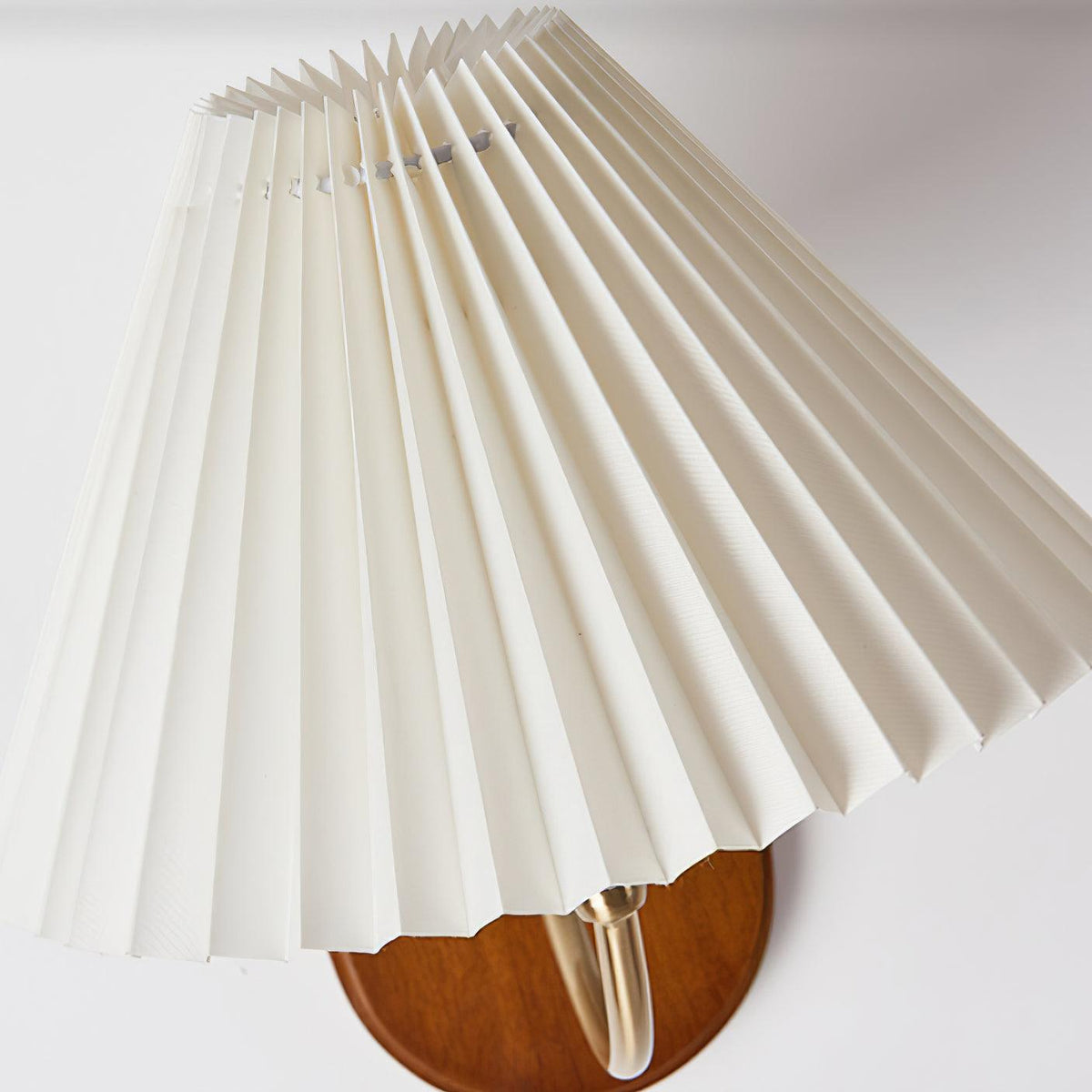 Plug-In Wall Lamp Pleated Fabric & Ash Wood Bedside Sconce