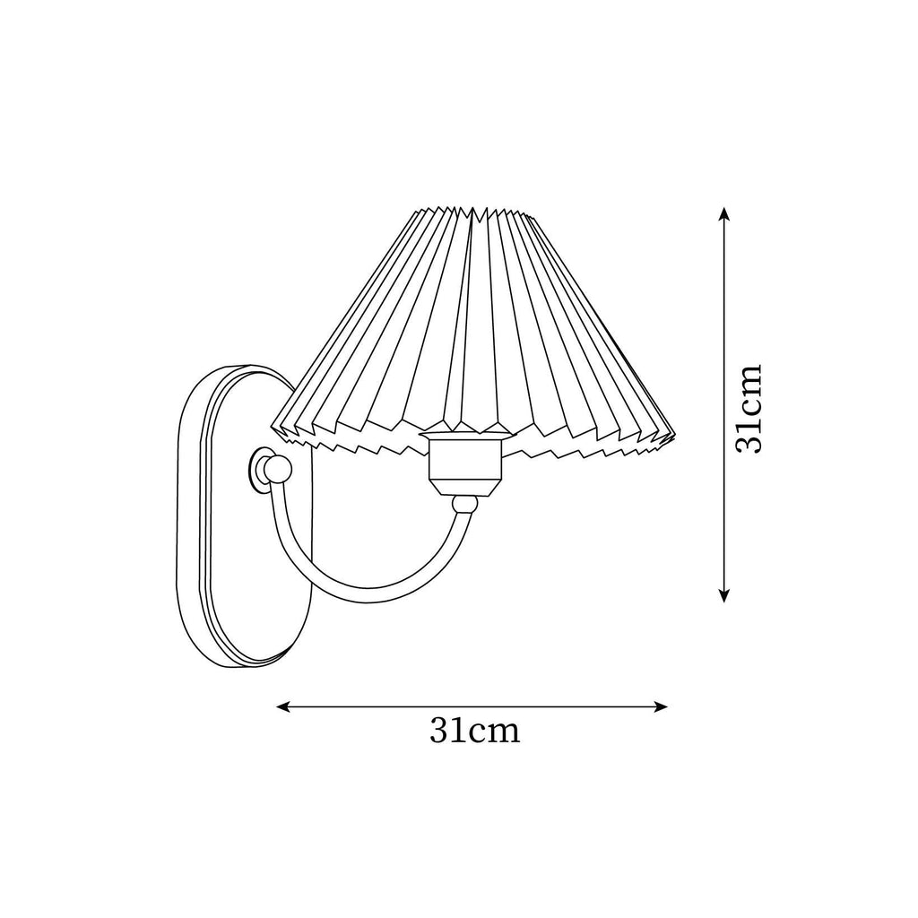 Plug-In Wall Lamp Pleated Fabric & Ash Wood Bedside Sconce