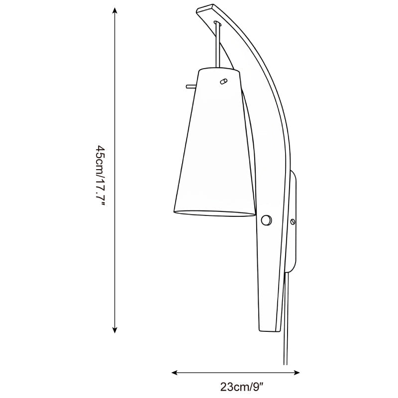Plug-In Wall Lamp Curved Wood & Frosted Glass Sconce