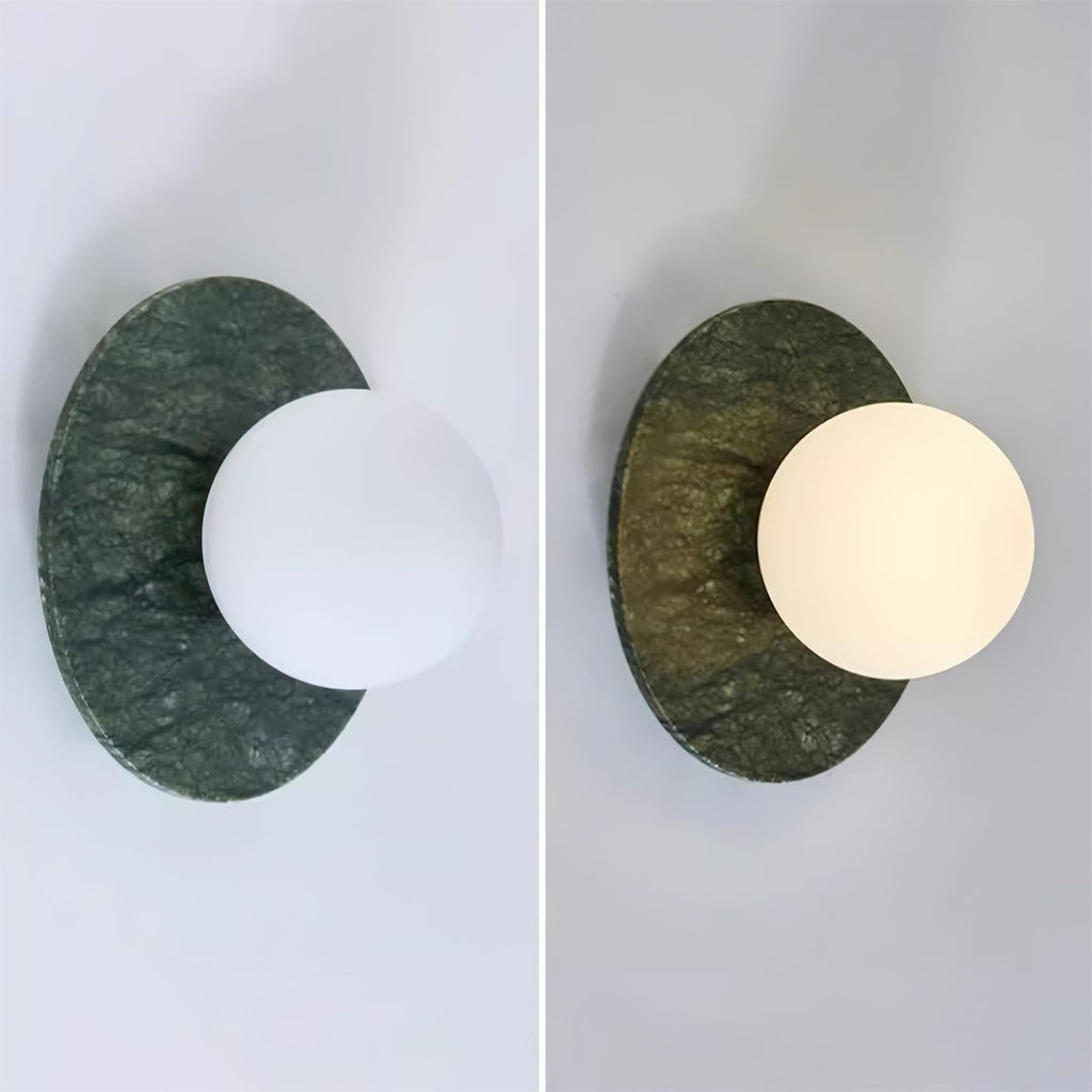 Gaia Green Marble Wall Lamp Opal Glass & Stone Wall Sconce