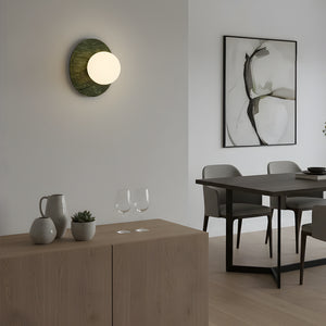 Gaia Green Marble Wall Lamp Opal Glass & Stone Wall Sconce