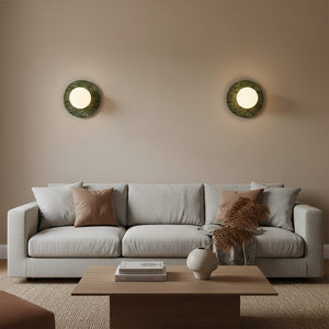 Gaia Green Marble Wall Lamp Opal Glass & Stone Wall Sconce