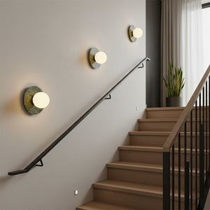 Gaia Green Marble Wall Lamp Opal Glass & Stone Wall Sconce