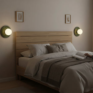Gaia Green Marble Wall Lamp Opal Glass & Stone Wall Sconce