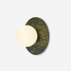 Gaia Green Marble Wall Lamp Opal Glass & Stone Wall Sconce