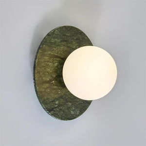 Gaia Green Marble Wall Lamp Opal Glass & Stone Wall Sconce