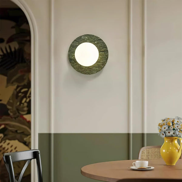Gaia Green Marble Wall Lamp Opal Glass & Stone Wall Sconce