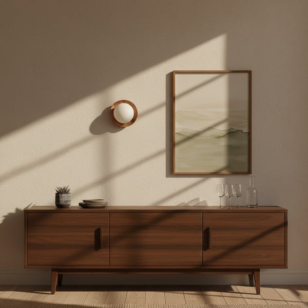 Tablet Wood & Globe Wall Lamp Modern Wooden Wall Sconce