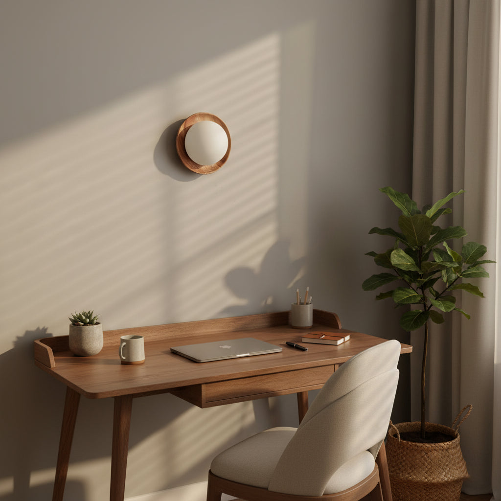 Tablet Wood & Globe Wall Lamp Modern Wooden Wall Sconce
