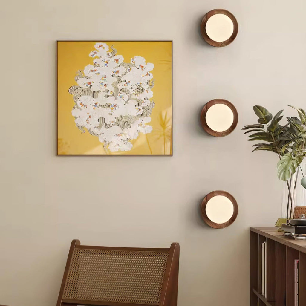 Tablet Wood & Globe Wall Lamp Modern Wooden Wall Sconce