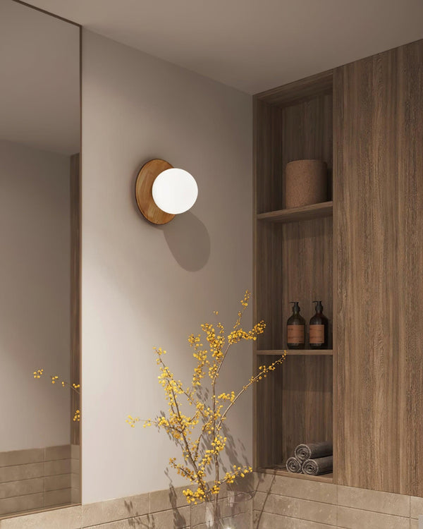 Tablet Wood & Globe Wall Lamp Modern Wooden Wall Sconce