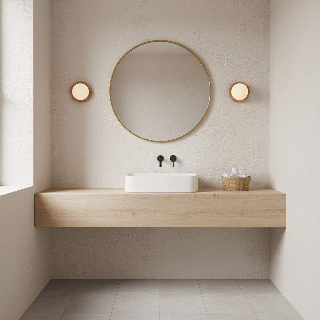 Tablet Wood & Globe Wall Lamp Modern Wooden Wall Sconce