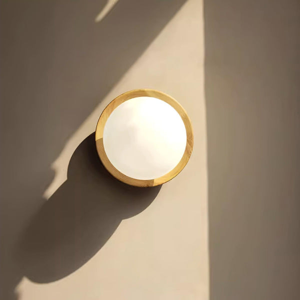 Tablet Wood & Globe Wall Lamp Modern Wooden Wall Sconce