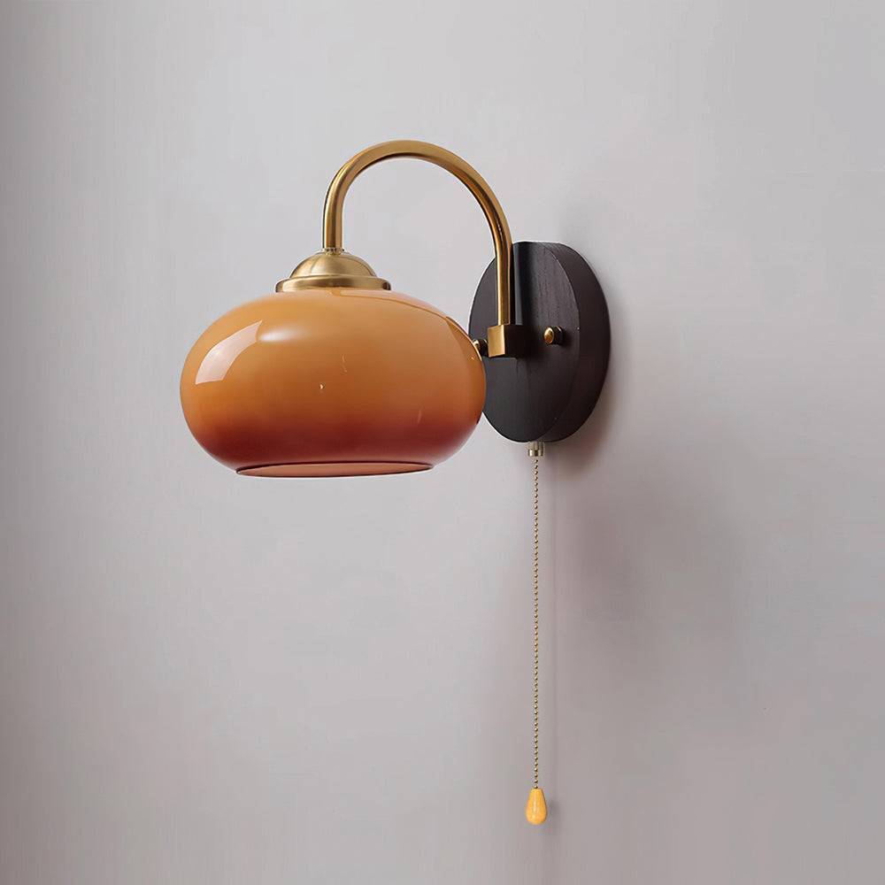 Travertine Half-Moon Wall Lamp Natural Stone & Glass Sconce